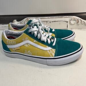 VANS Aloha Green Yellow Lace Up Sneakers Men's size 10.5